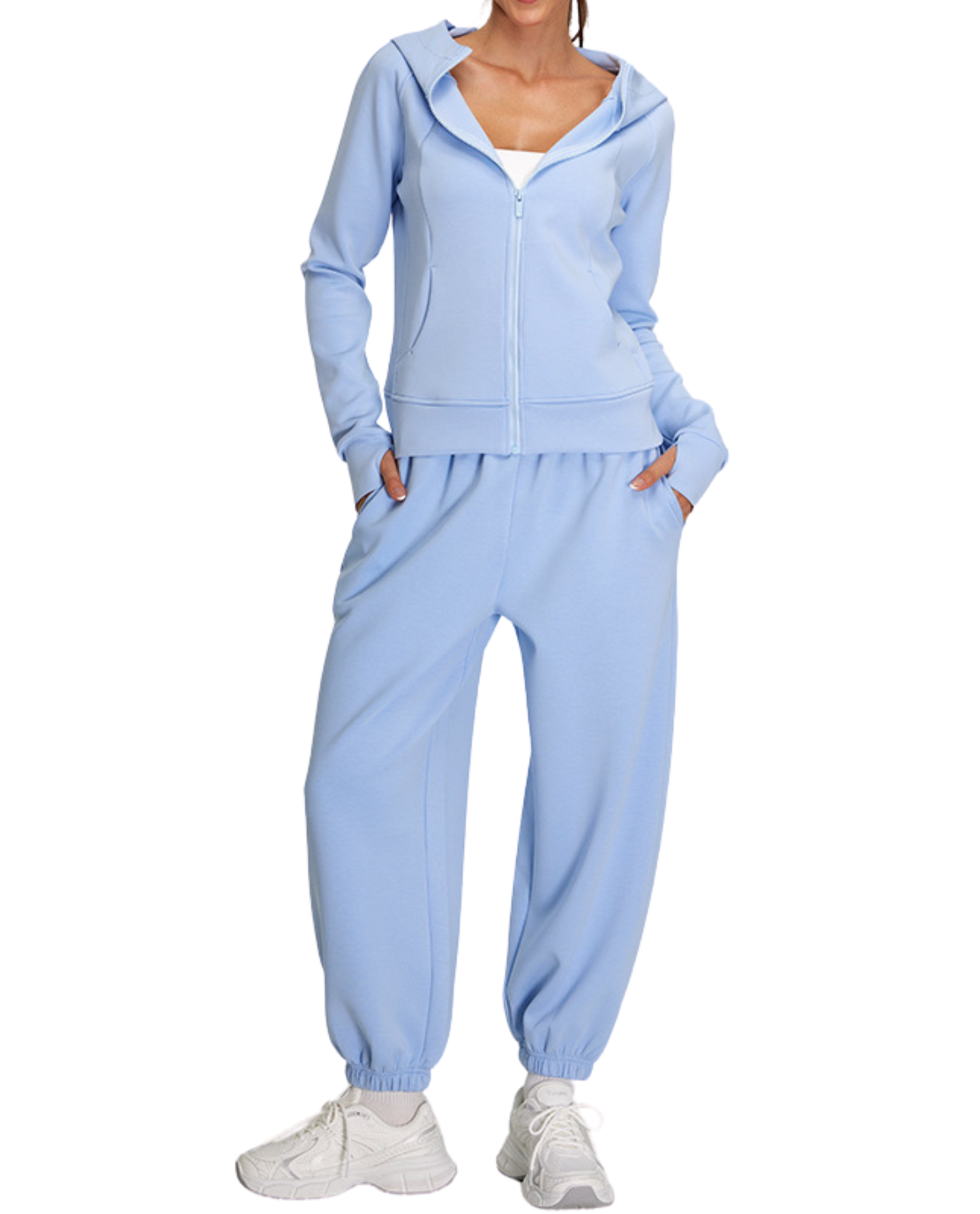 Damen-Sportbekleidung Set – Bequemer Sweatshirt & Locker sitzende Jogginghose für Yoga & Fitness - Blue