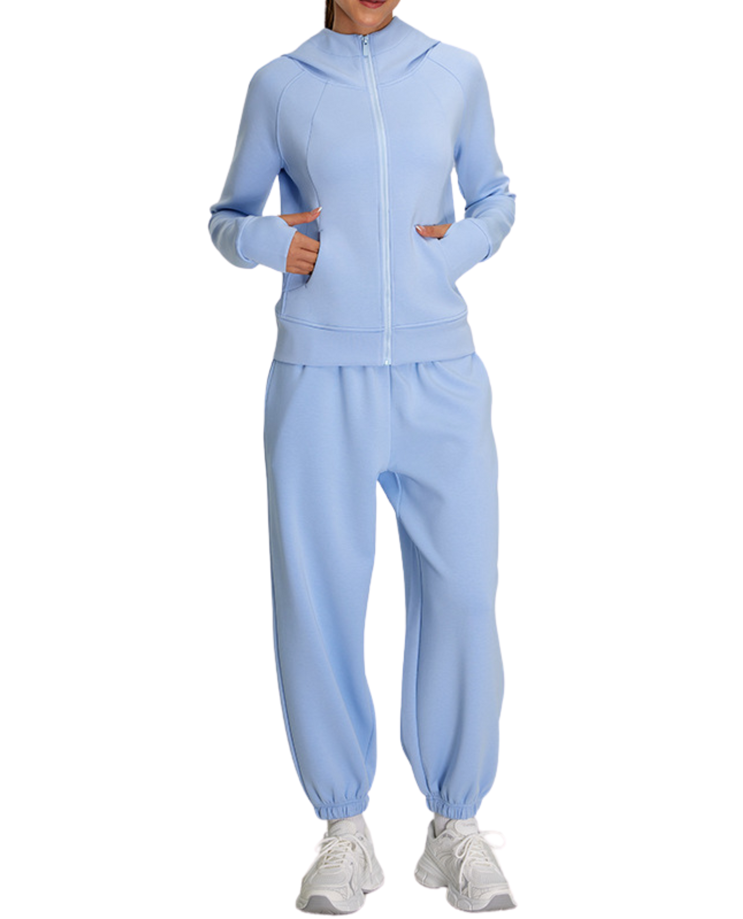 Damen-Sportbekleidung Set – Bequemer Sweatshirt & Locker sitzende Jogginghose für Yoga & Fitness - Blue