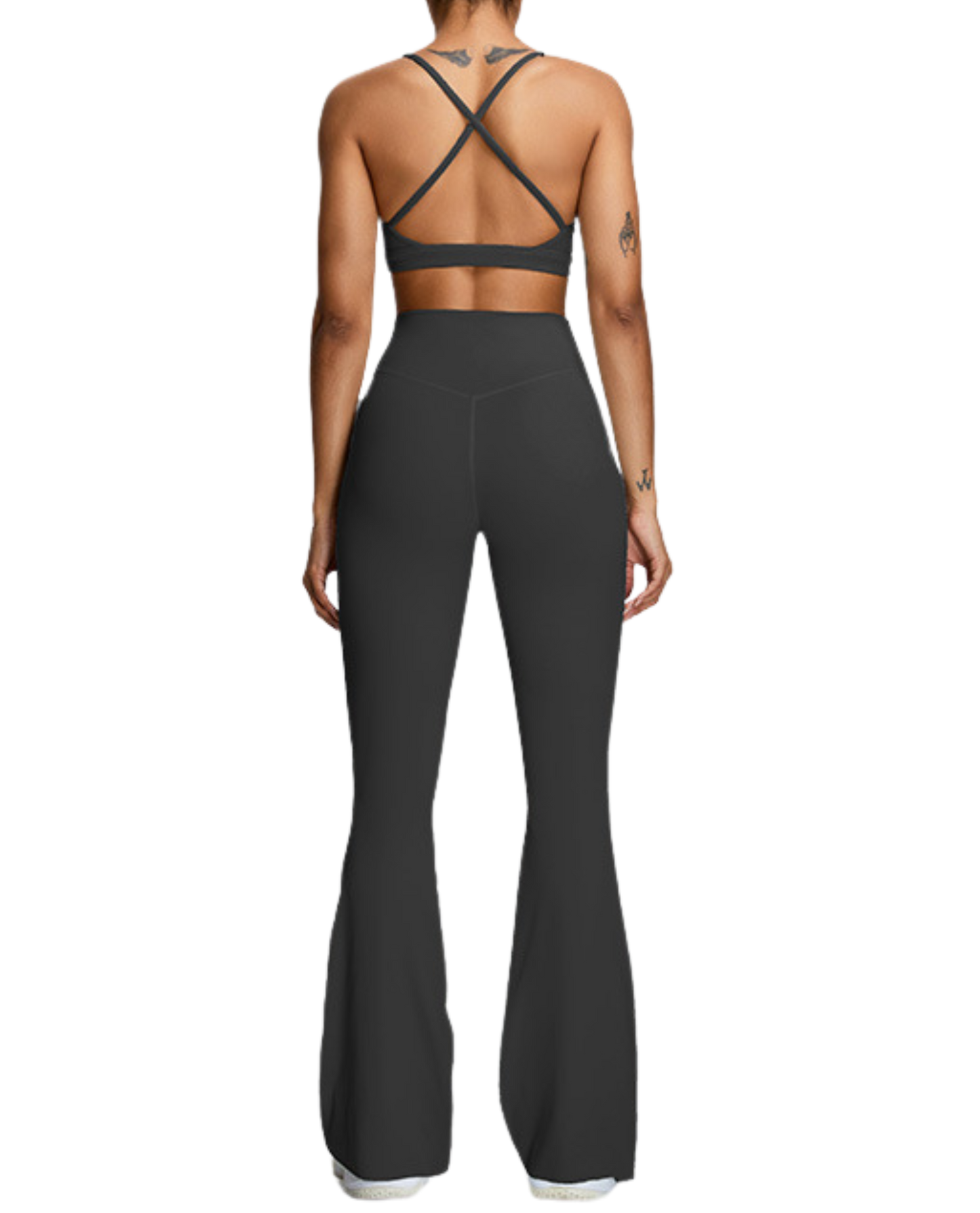 Damen High-Waist Flared Leggings für Yoga, Gym, Fitness – Schlaghosen-Stil - Black