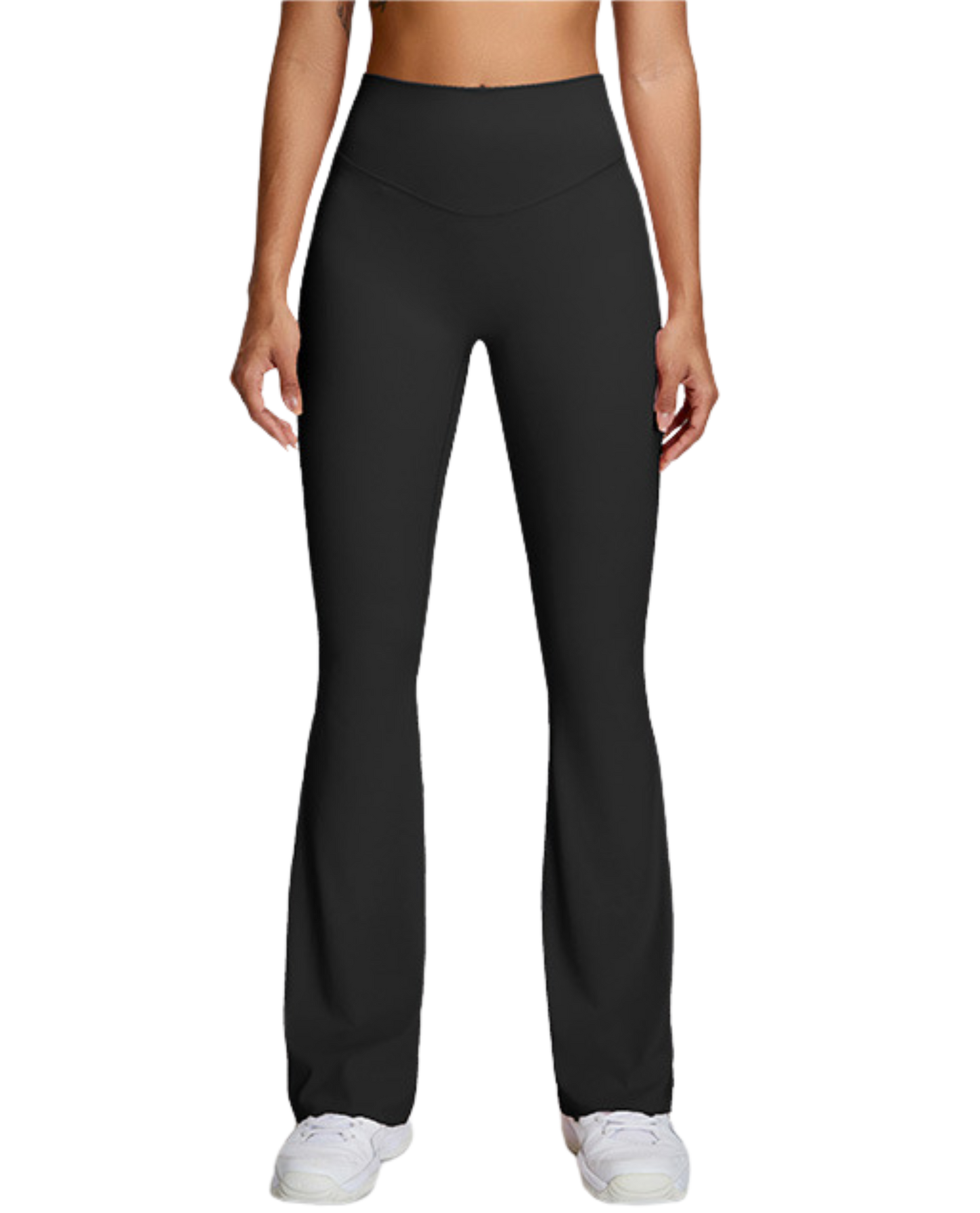 Damen High-Waist Flared Leggings für Yoga, Gym, Fitness – Schlaghosen-Stil - Black