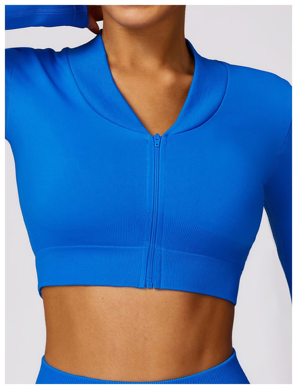 Atmungsaktives Damen Enge Passform Lange Ärmel Workout Sweatshirt mit Reißverschluss – Gym, Yoga, Laufen, Sportbekleidung